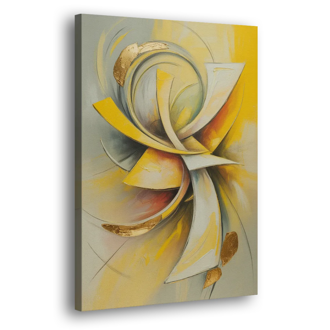 Opulent Vortex Yellow Abstract Side - Canvas Wall Art