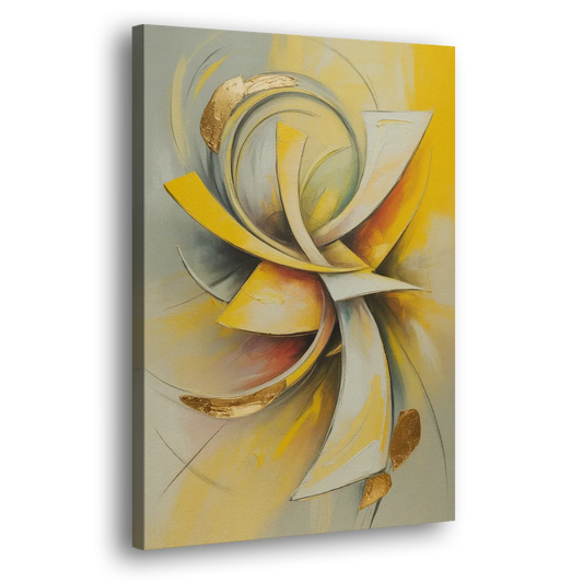 Opulent Vortex Yellow Abstract Side - Canvas Wall Art