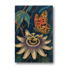 Orange Butterfly Wall Art with a Passionflower - Canvas Wall Art - Front