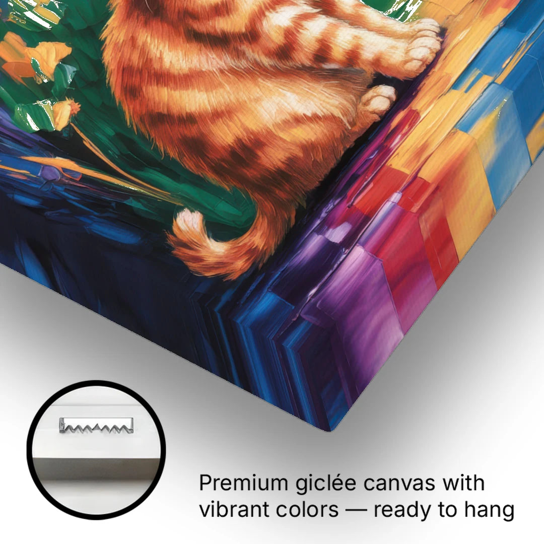 Orange Sunset Cat - Canvas Wall Art - Gallery Wrap Corner