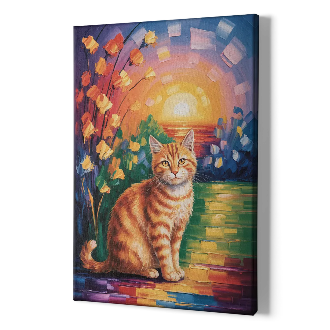 Orange Sunset Cat - Canvas Print Art Sides