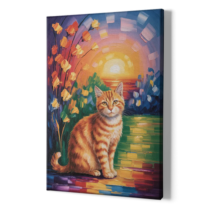 Orange Sunset Cat - Canvas Print Art Sides