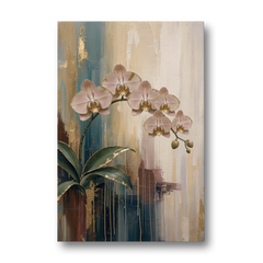 Orchid Canvas Painting with Gold Leaf Edges - Canvas Wall Art - Front