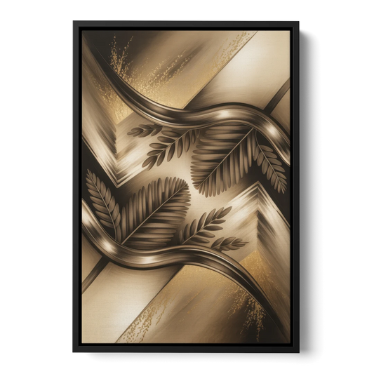 Organic Geometric Brown Abstract - Black Framed Canvas Wall Art - Front