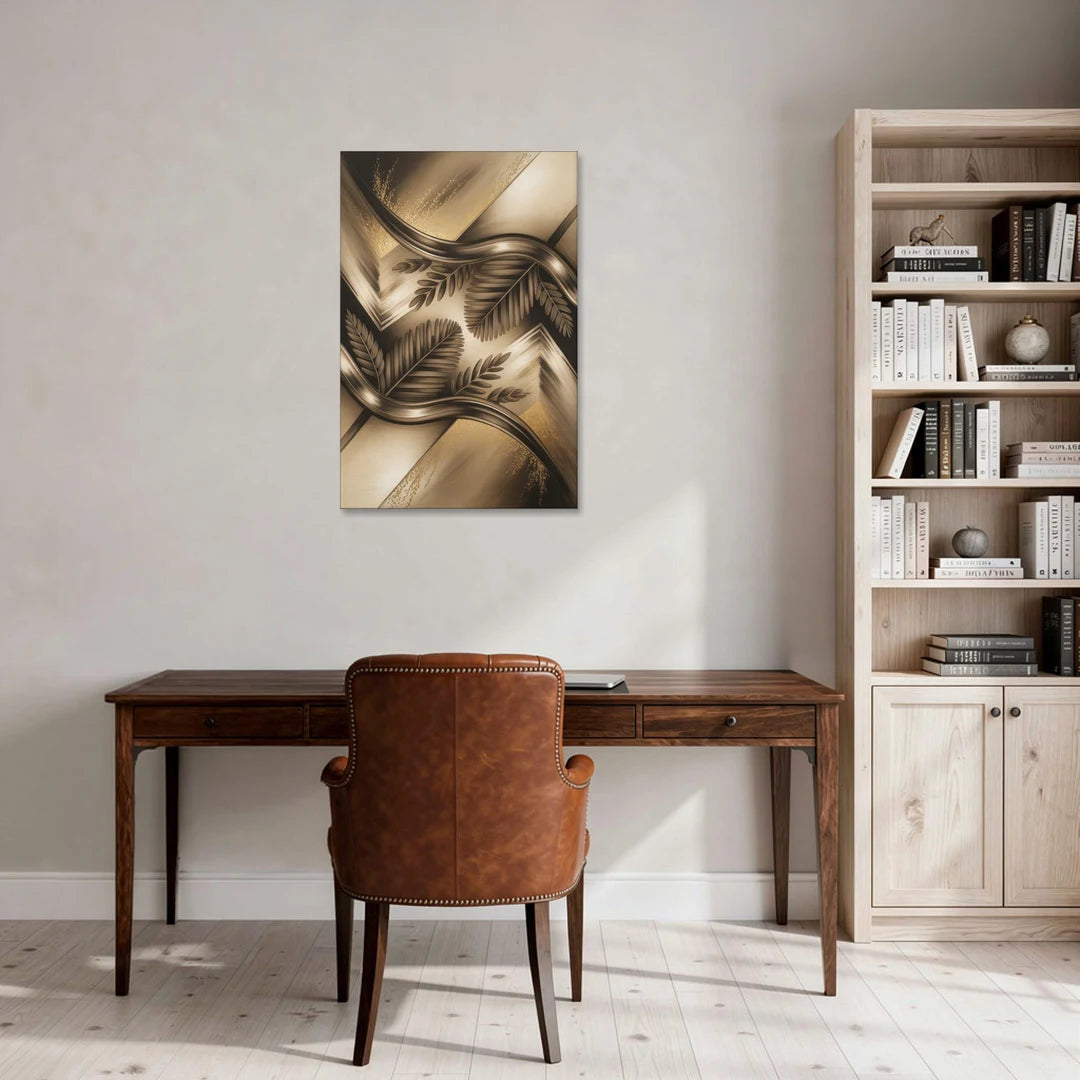 Organic Geometric Brown Abstract - Canvas Wall Art - Office - 24x36