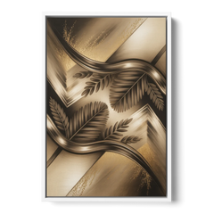 Organic Geometric Brown Abstract - White Framed Canvas Wall Art - Front