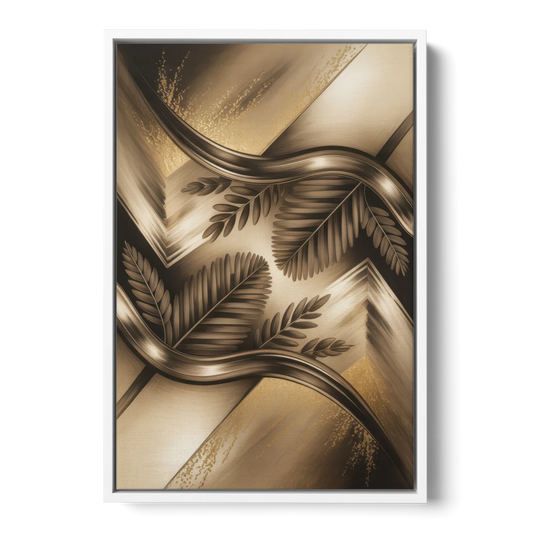 Organic Geometric Brown Abstract - White Framed Canvas Wall Art - Front