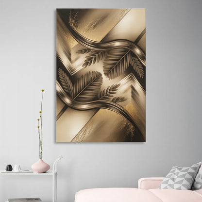 Organic Geometric Brown Abstract Living Room - Canvas Wall Art