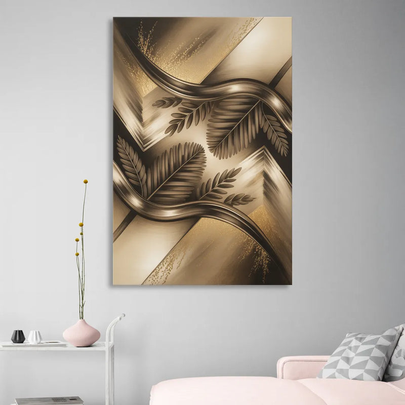 Organic Geometric Brown Abstract Living Room - Canvas Wall Art
