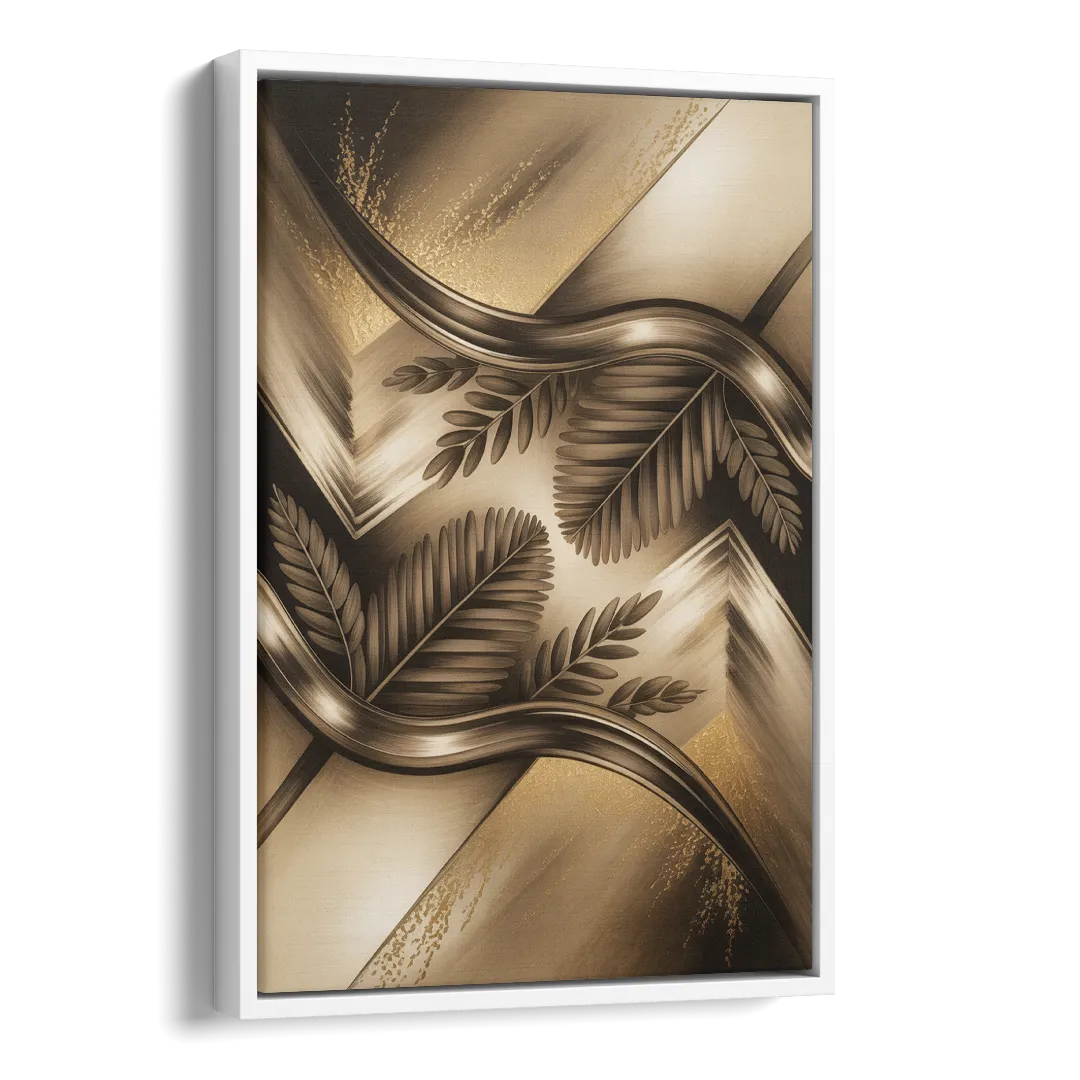 Organic Geometric Brown Abstract Side - White Canvas Wall Art