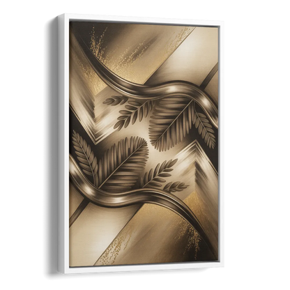 Organic Geometric Brown Abstract Side - White Canvas Wall Art