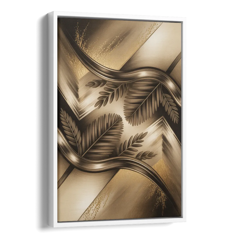 Organic Geometric Brown Abstract Side - White Canvas Wall Art