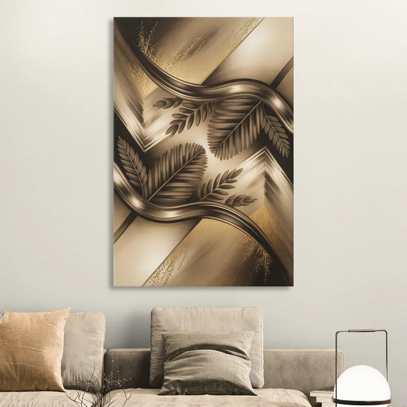 Organic Geometric Brown Abstract Sitting Room - Canvas Wall Art
