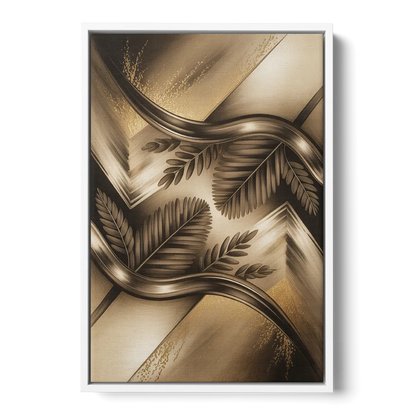 Organic Geometric Brown Abstract - White Frame Canvas