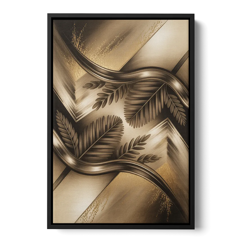 Organic Geometric Brown Abstract Front - Black Canvas Wall Art