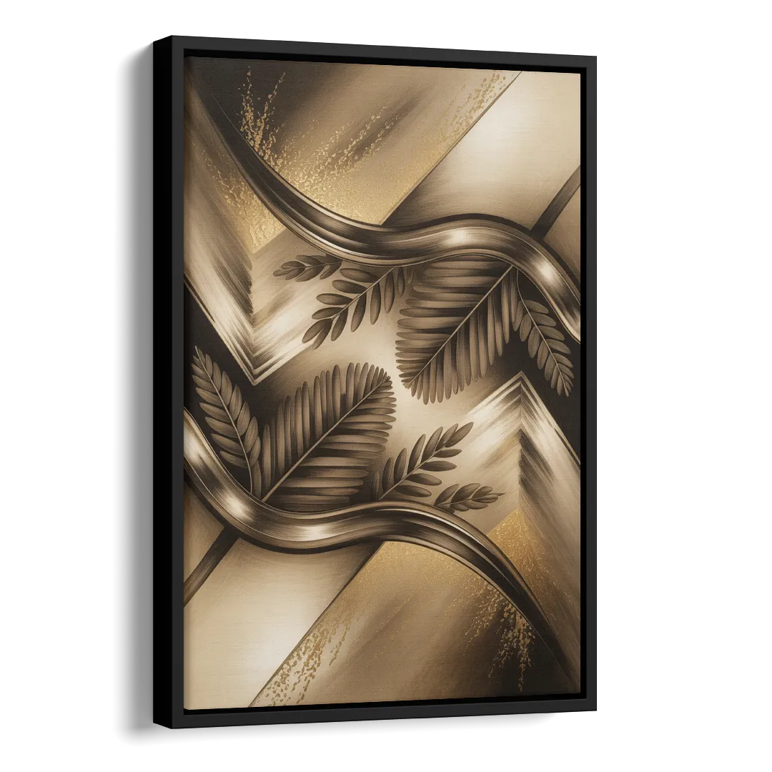Organic Geometric Brown Abstract Side - Black Canvas Wall Art
