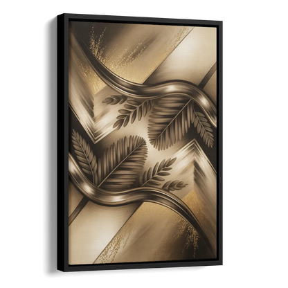 Organic Geometric Brown Abstract Side - Black Canvas Wall Art