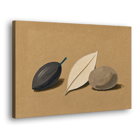 Organic Modern Home Decor with Seed, Leaf and Pebble - Canvas Wall Art - Side
