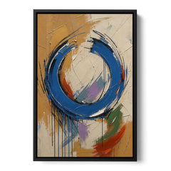 Original Abstract Painting Cobalt Open Ring - Black Framed Canvas Wall Art - Front