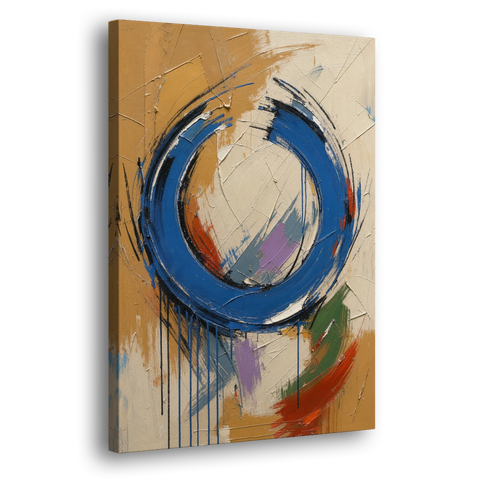 Original Abstract Painting Cobalt Open Ring - Canvas Wall Art - Side
