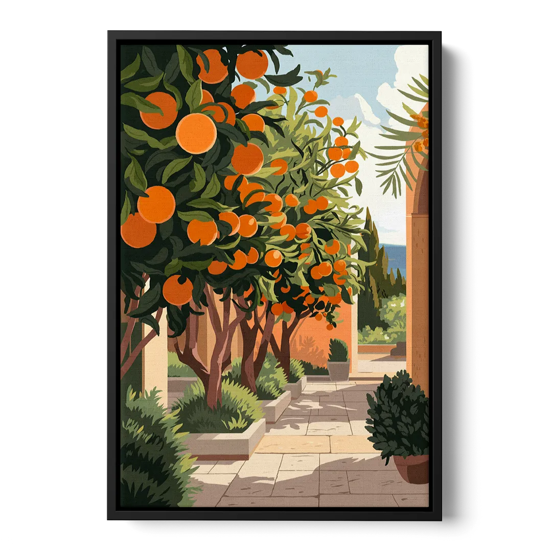 Orlando Citrus Grove Design Front - Black Canvas Wall Art