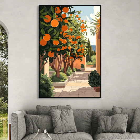 Orlando Citrus Grove Design Living Room - Black Canvas Wall Art