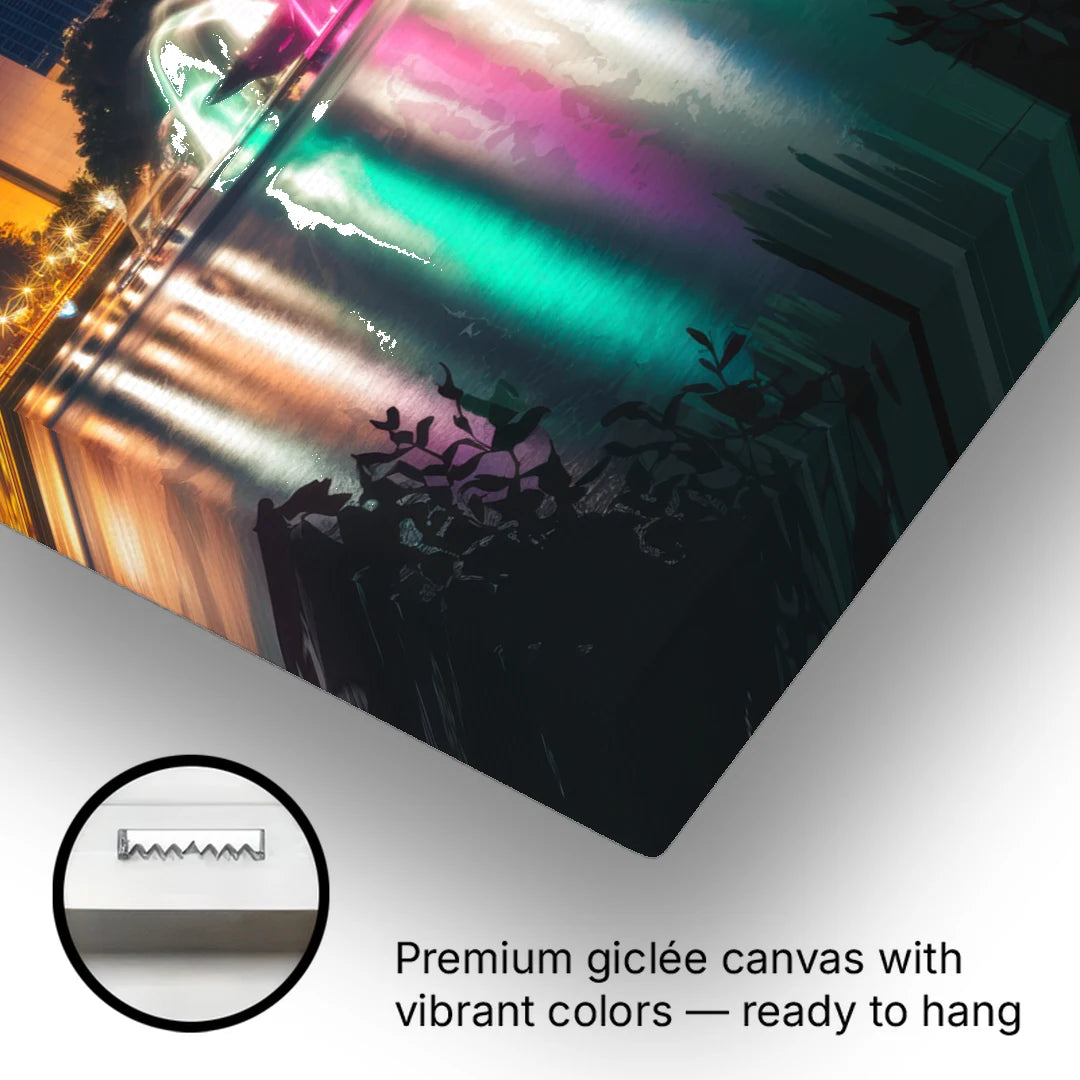 Orlando Downtown Night Lights - Canvas Wall Art - Gallery Wrap Corner