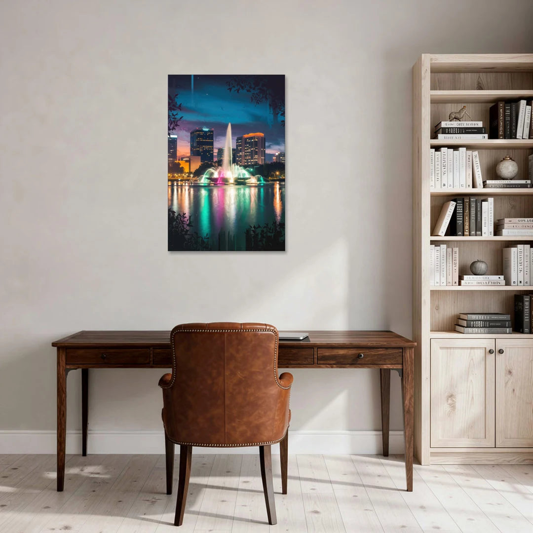 Orlando Downtown Night Lights - Canvas Wall Art - Office - 24x36