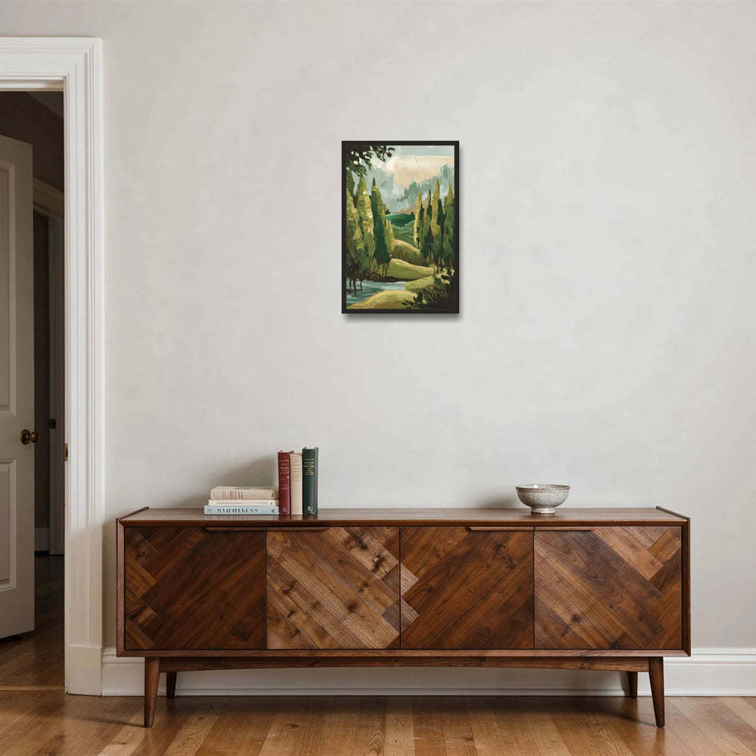 Orlando Lake Eola Reflection - Black Framed Canvas Wall Art - Coffee Table - 16x24