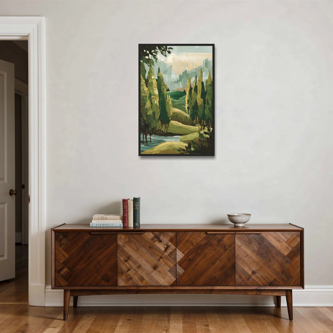 Orlando Lake Eola Reflection - Black Framed Canvas Wall Art - Coffee Table - 24x36