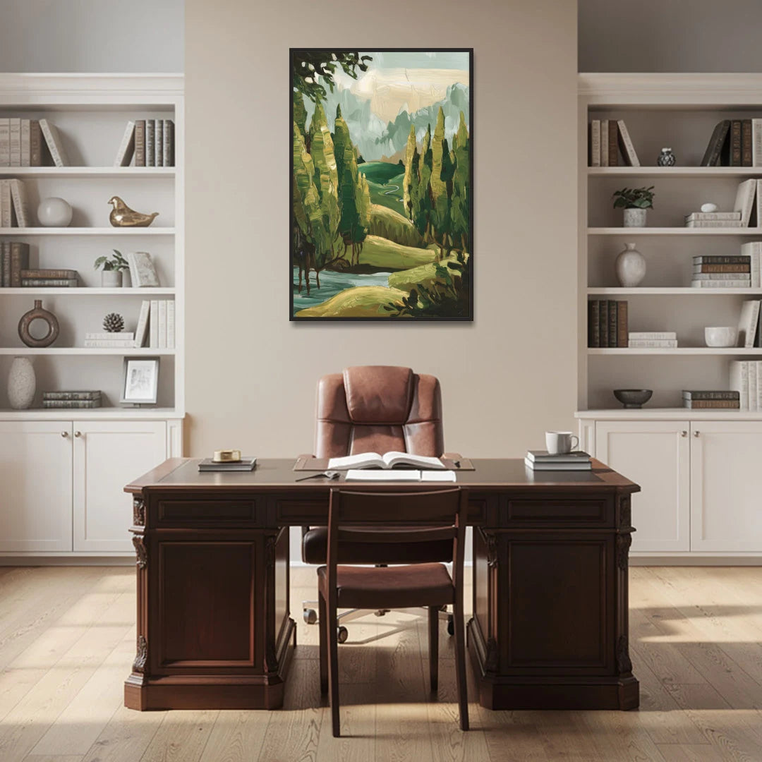 Orlando Lake Eola Reflection - Black Framed Canvas Wall Art - Office - 32x48