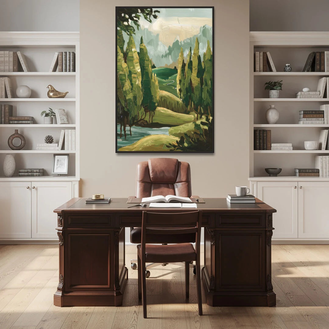 Orlando Lake Eola Reflection - Black Framed Canvas Wall Art - Office - 40x60