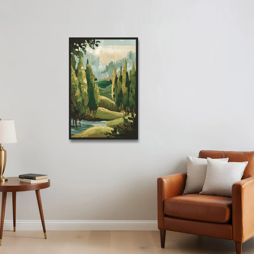 Orlando Lake Eola Reflection - Black Framed Canvas Wall Art - Sofa - 24x36