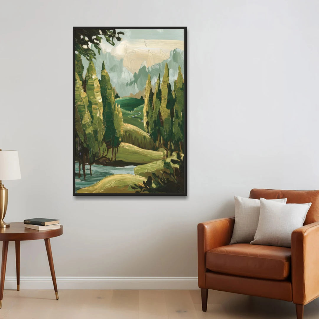 Orlando Lake Eola Reflection - Black Framed Canvas Wall Art - Sofa - 32x48