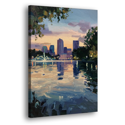 Orlando Lake Eola Reflection Side - Canvas Wall Art