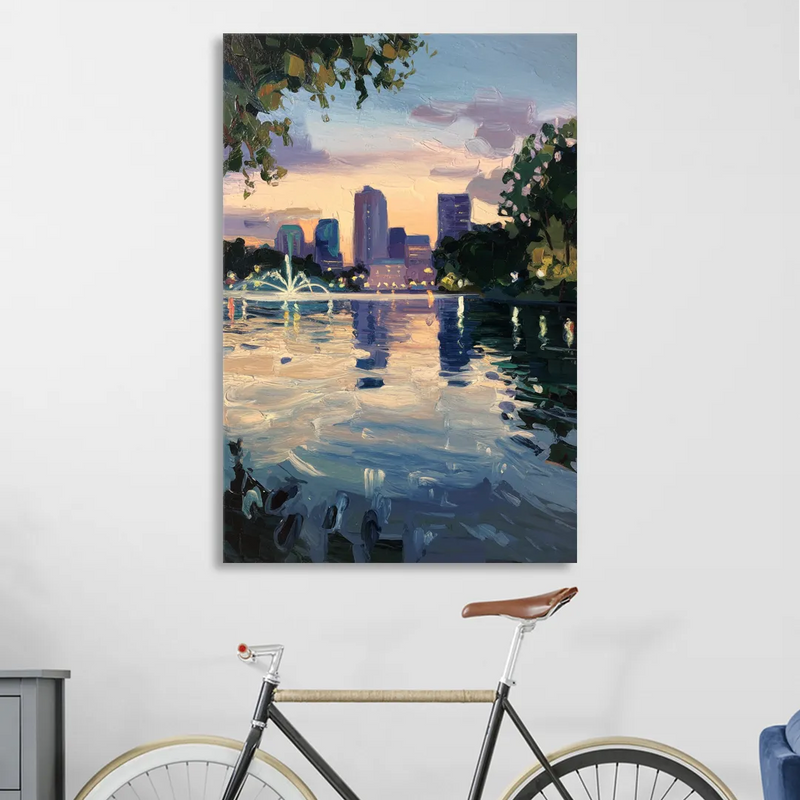 Orlando Lake Eola Reflection Sitting Room - Canvas Wall Art
