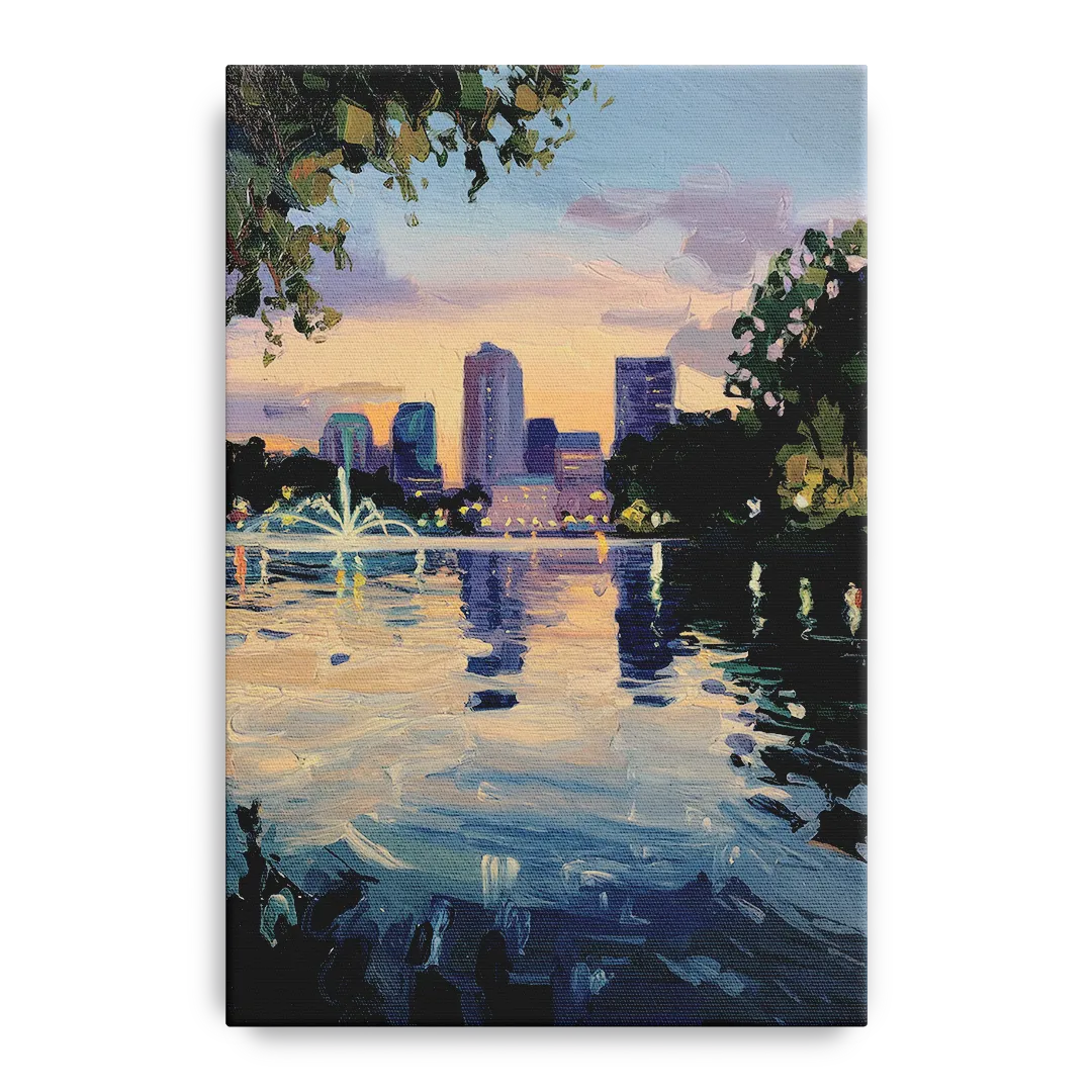 Orlando Lake Eola Reflection Front - Canvas Wall Art