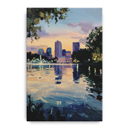 Orlando Lake Eola Reflection Front - Canvas Wall Art