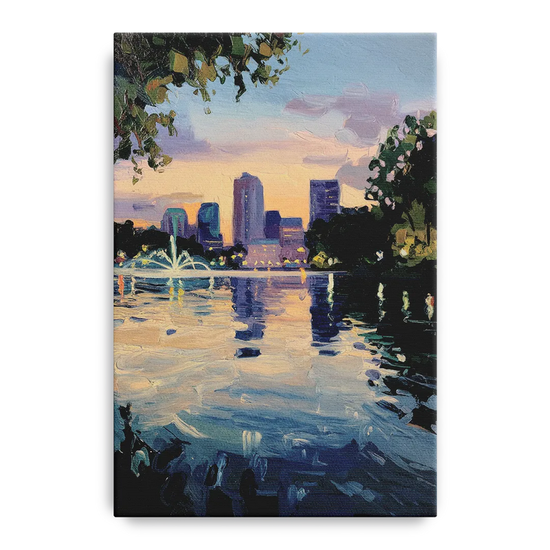 Orlando Lake Eola Reflection Front - Canvas Wall Art
