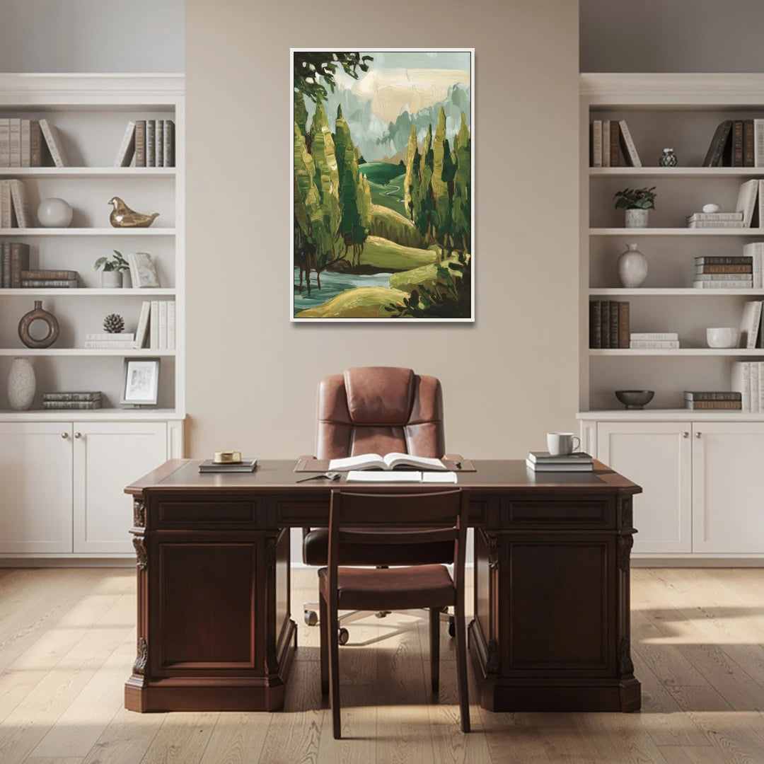 Orlando Lake Eola Reflection - White Framed Canvas Wall Art - Office - 32x48