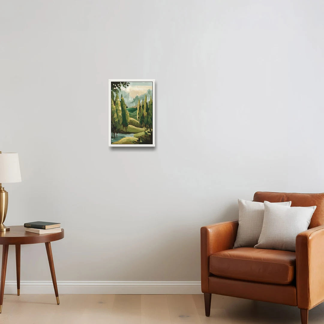 Orlando Lake Eola Reflection - White Framed Canvas Wall Art - Sofa - 12x18
