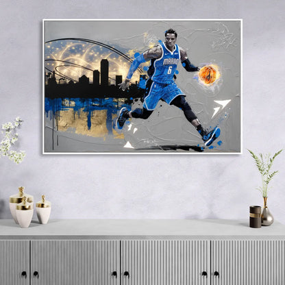 Orlando Magic Basketball Theme Living Room - White Canvas Wall Art
