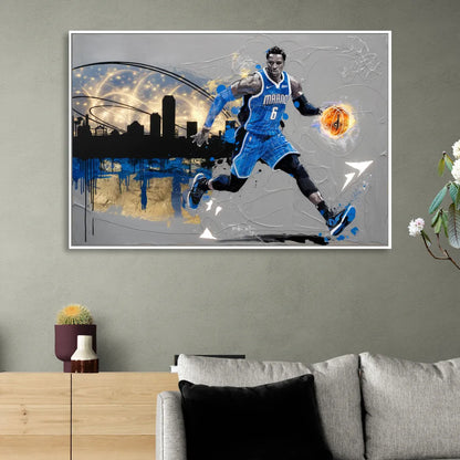 Orlando Magic Basketball Theme Sitting Room - White Canvas Wall Art
