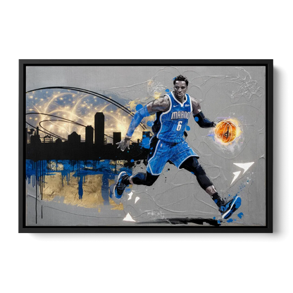 Orlando Magic Basketball Theme Front - Black Canvas Wall Art