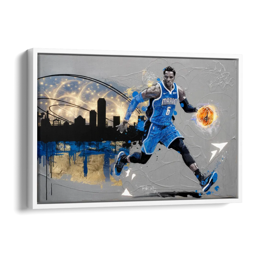 Orlando Magic Basketball Theme Side - White Canvas Wall Art