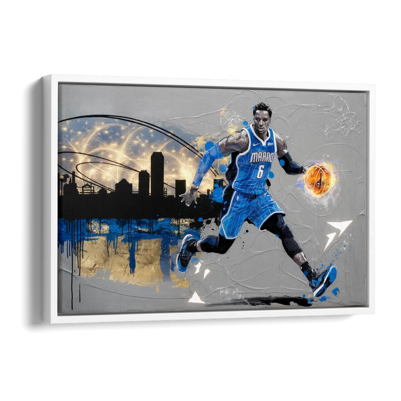Orlando Magic Basketball Theme Side - White Canvas Wall Art