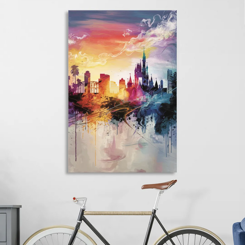 Orlando Skyline at Sunset Living Room - Canvas Wall Art