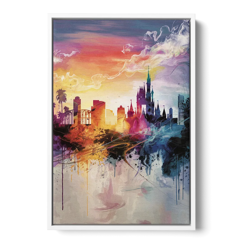 Orlando Skyline at Sunset Front - White Canvas Wall Art