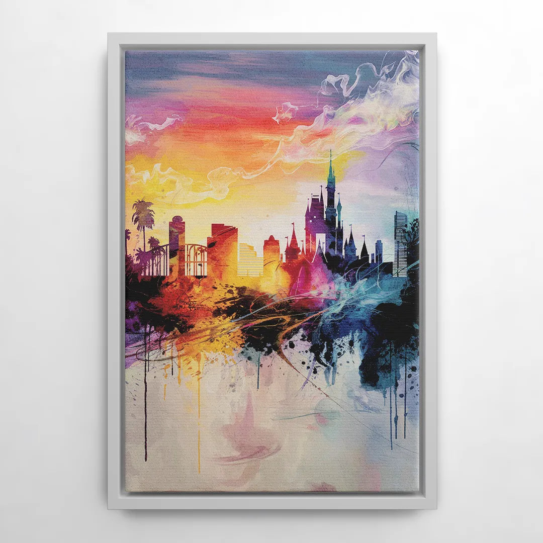 Orlando Skyline at Sunset - White Frame Canvas