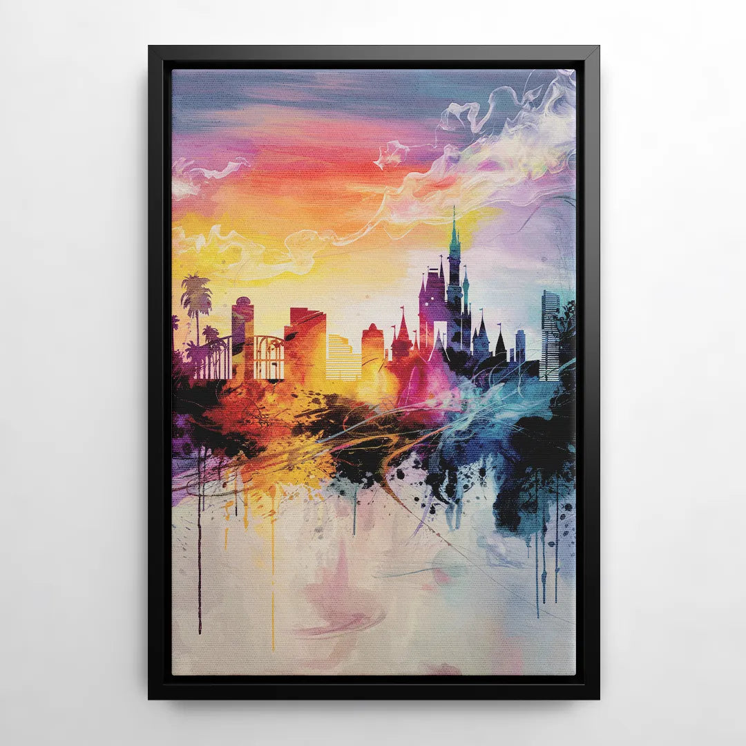 Orlando Skyline at Sunset - Black Frame Canvas